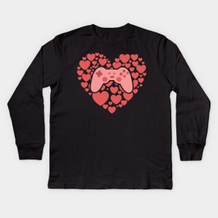 Video Gamer Heart Controller Kids Long Sleeve T-Shirt